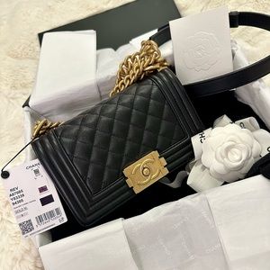 Chanel Le Boy Small Flap black caviar gold hardware